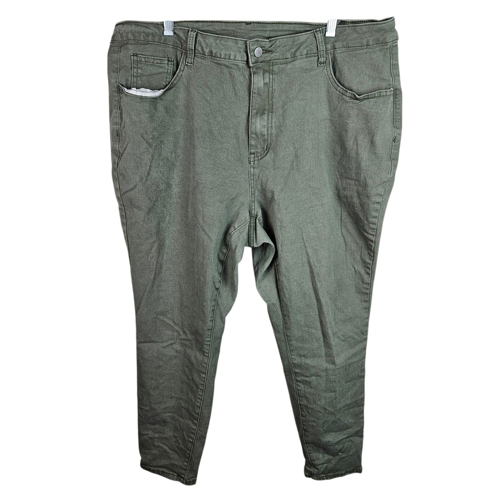 Shein Curve Plus Size 5X US 22‎ Olive Green Denim Jeans Womens Pants - Picture 9 of 9